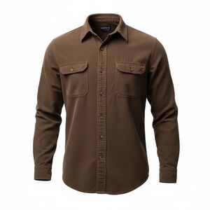 Guide Series Men's Large Olive Color Heavy Cotton Flannel Button Up Shirt